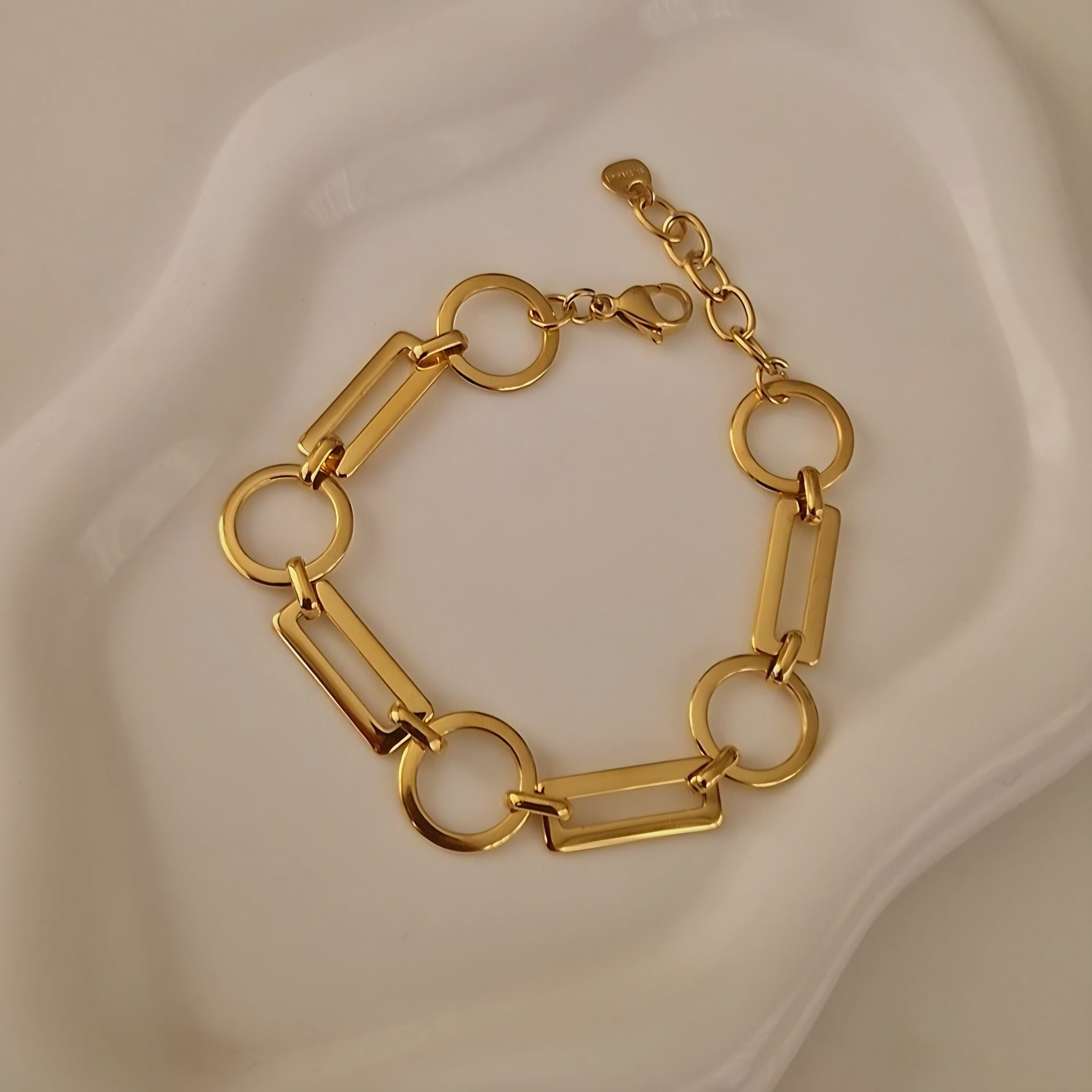 Bracelet en acier inoxydable gros maillons ronds et rectangles