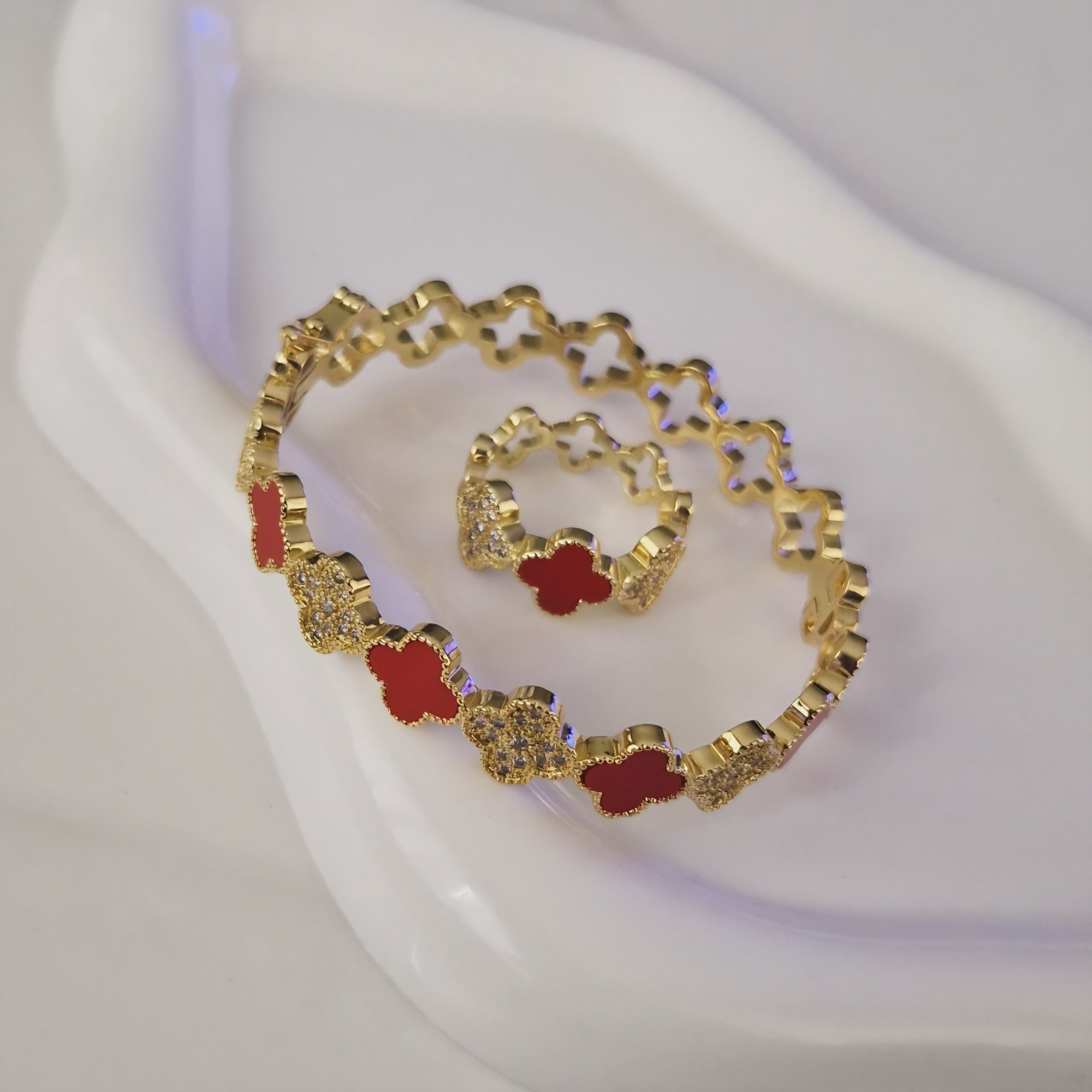 Bracelet jonc rouge avec bague (vendus à l'unité)