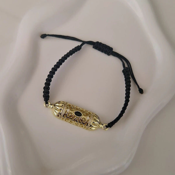 Bracelet fil tressé empiècement en acier inoxydable oriental beldi