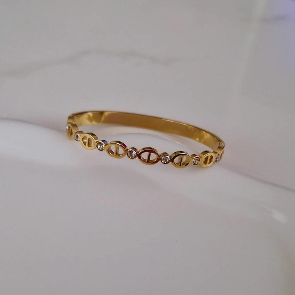Bracelet jonc en acier inoxydable et strass