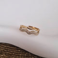 Bague ajustable en acier inoxydable double rangs vague de strass