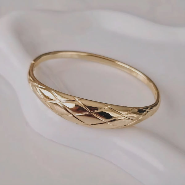 Bracelet jonc en acier inoxydable bombé gravé