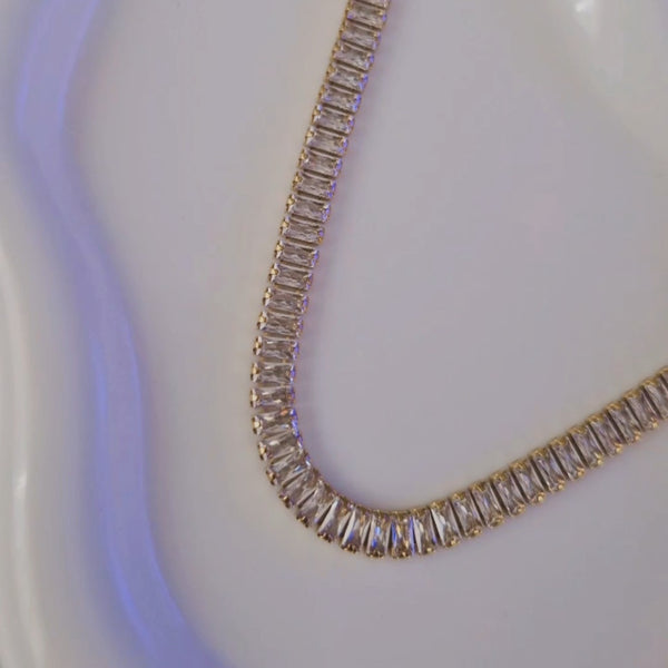 Collier en acier inoxydable multi pierres luxe