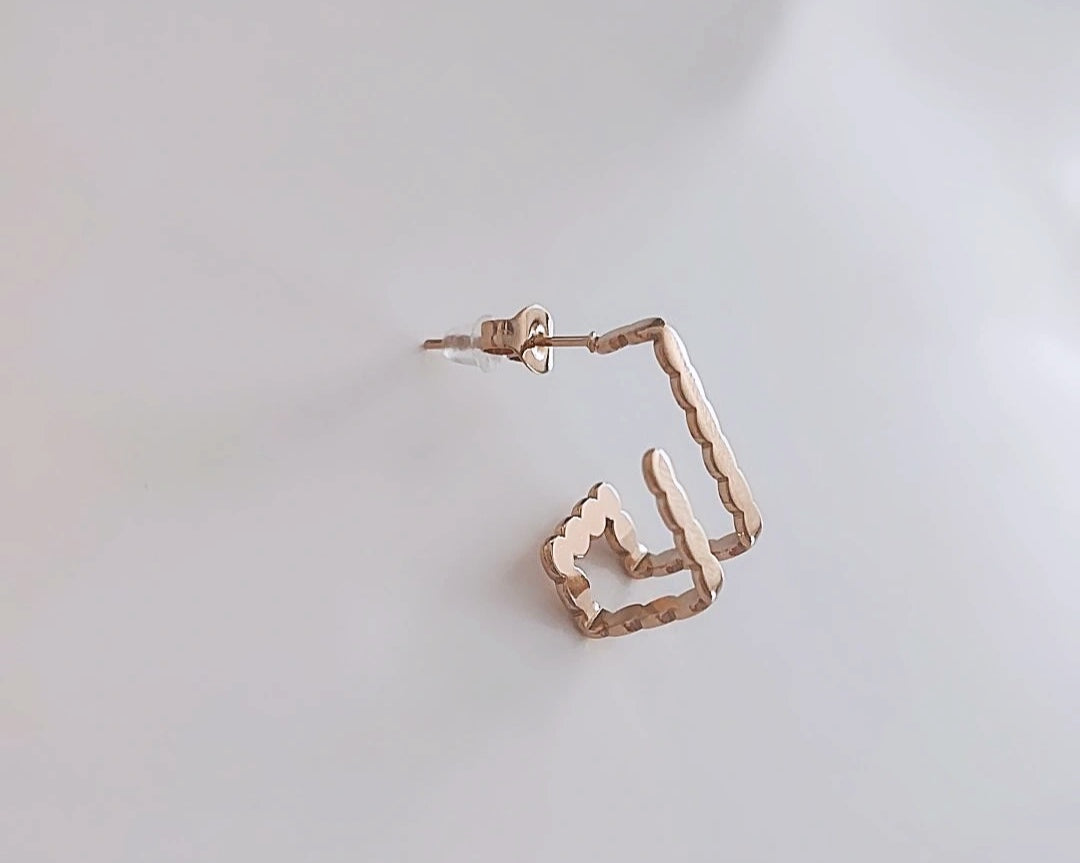 Boucles d'oreille en acier inoxydable doubles lignes