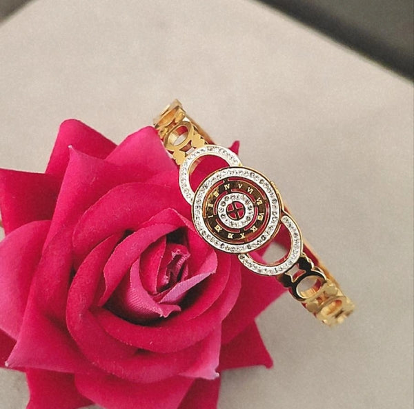 Bracelet jonc en acier inoxydable et strass